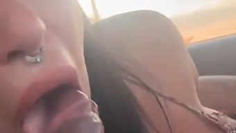 Melissa Lisboa'Nın Oral Becerileri, Araba Kullanırken Yüzüne Boşalma Ile Sonuçlanıyor.